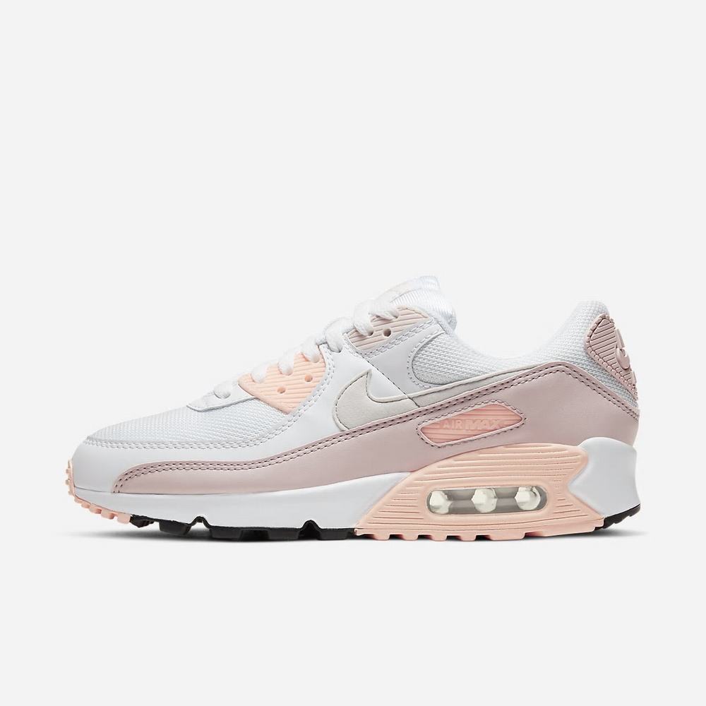 Chaussure De Tennis Nike Air Max 90 Blanche 5718-406 White/Barely Rose/Crimson Tint/Platinum Tint Femme | TAN-02650476